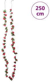 Grinaldas de flores de Natal 6 pcs 250 cm vermelho