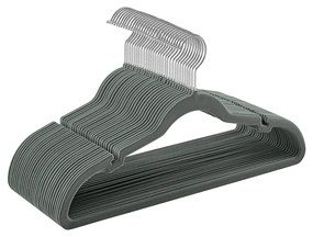 Cabides de veludo SONGMICS, pacote com 30 cabides para roupas, antiderrapantes, com entalhes nos ombros, barra para calças, gancho giratório 360°, economiza espaço, 0,6 cm de espessura, 43 cm de comprimento, cinza CRF029V03