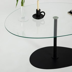 Mesa de Centro Porto – Transparente/Preto – 90x40x60 cm