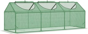 Mini estufa de jardim com 3 janelas enroláveis, cobertura em PE de alta densidade 140 g/m², 180 x 60 x 60 cm, verde escuro