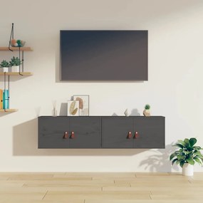 vidaXL Armários de parede 2 pcs 60x30x30 cm pinho maciço cinzento