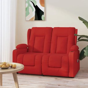 vidaXL Poltrona massagem 2 lug. recl. c/ suporte copo couro art. tinto
