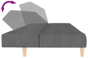 Sofá-cama de 2 lugares tecido cinzento-claro