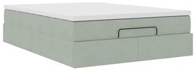 Estrutura de cama otomana com colchão 140x190 cm cinzento claro