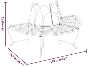 Banco de árvore semicircular 2 pcs Ø159 cm aço preto