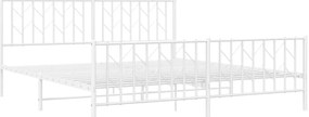 Estrutura de cama com cabeceira e pés 183x213 cm metal branco