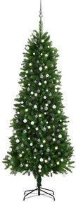 vidaXL Árvore Natal artificial pré-iluminada c/ bolas 240 cm verde