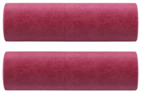 Sofá 3 lug. + almofadas decorativas 180cm veludo vermelho tinto