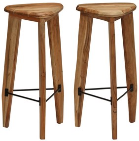 Bancos de bar 2 pcs madeira de acácia maciça