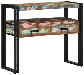 Mesa de Apoio vidaXL Multicolorida 90x33x75 cm em Madeira Recuperada e Metal