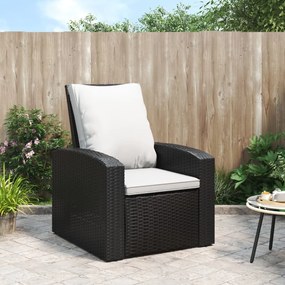Cadeira de jardim reclinável com almofadões vime PE preto