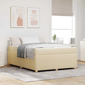 vidaXL Estrutura da Cama com colchão Creme 140 x 200 cm tecido