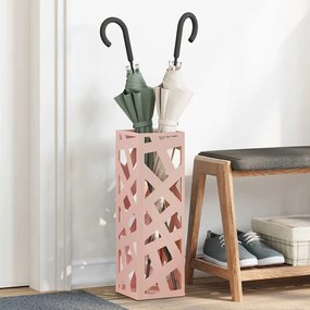 vidaXL Suporte para Guarda-Chuva Rosa Metal Médio Inserções Decorativas