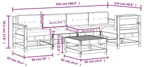 6 pcs conjunto lounge jardim com almofadões madeira maciça