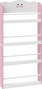 AIYAPLAY Estante de livros infantil com 4 andares, estante de parede para quarto infantil, sala de brinquedos, sala de estar, Rosa | Aosom Portugal