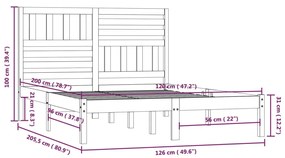 Estrutura de cama 120x200 cm pinho maciço branco