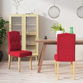 vidaXL Cadeiras de jantar 2 pcs tecido vermelho tinto