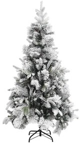 Árvore de Natal c/ flocos de neve e pinhas 225 cm PVC e PE