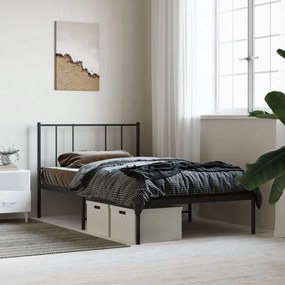 352475 vidaXL Estrutura de cama com cabeceira 100x200 cm metal preto