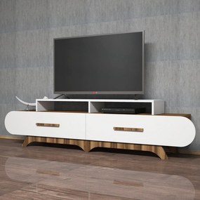 Suporte para TV Flora – Nogueira e Branco – 205x50x36,8 cm