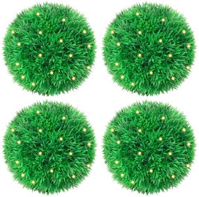 vidaXL Bolas artificiais de buxo com luzes LED 4 pcs verde 12 cm