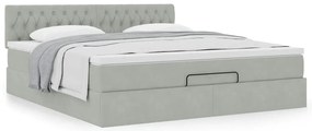 Estrutura de cama otomana com colchão 160x200 cm cinzento claro