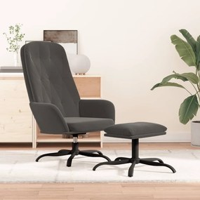 3097631 vidaXL Cadeira de descanso com banco p/ pés veludo cinza-escuro
