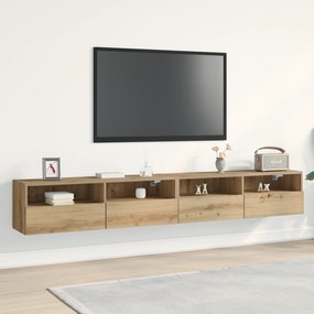 Armários de Parede para TV vidaXL 2 pcs Carvalho Artesanal 100x30x30 cm Madeira de engenheira
