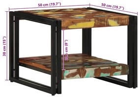 Mesa de centro multicor 50x50x38 cm madeira maciça recuperada