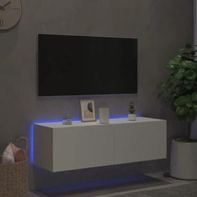 Móvel de parede para TV com luzes LED 100x35x31 cm branco