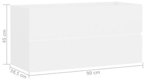 Armário de Parede para Lavatório de 90 cm - Branco - Design Moderno