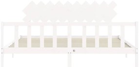 Cama sem colchão 200x200 cm madeira de pinho maciça branco