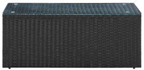 4 pcs conjunto lounge de jardim c/ almofadões vime PE preto