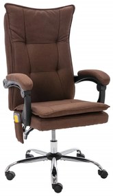 vidaXL Cadeira de escritório c/ função de massagem tecido castanho