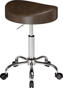 HOMCOM Banqueta com rodízios, banqueta de salão com altura regulável 51-66 cm e assento acolchoado, giratória 360°, marrom | Aosom Portugal