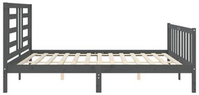 Estrutura de cama com cabeceira 200x200 cm madeira maciça cinza