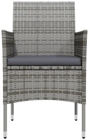 5 pcs conjunto de jantar jardim com almofadões cinzento/preto