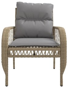 4 pcs conjunto de sofás para jardim c/ almofadões vime PE bege