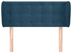 Cabeceira de cama c/ abas veludo 103x23x78/88cm azul-escuro
