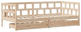 Sofá-cama com gavetas 90x190 cm madeira de pinho maciça