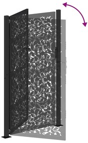 Portão de jardim 105x180 cm design de folha de aço preto