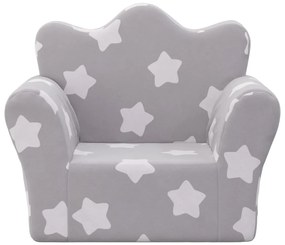 Sofá infantil c/ estrelas pelúcia macia cinzento-claro