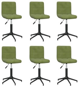 vidaXL Cadeiras de jantar giratórias 6 pcs veludo verde-claro