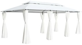 vidaXL Gazebo com cortinas 600x298x270 cm 180g/m² branco
