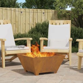 vidaXL Fire Pit Castanho 60 x 60 x 30 cm Aço corten