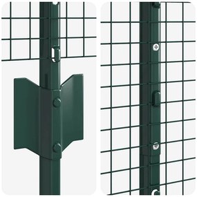 Cerca de Arame Soldado com 22 Postes U Verde 1x50 m Aço