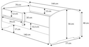 Cama infantil branca LUK avião 140x70 com gaveta - colchão e estrado incluído