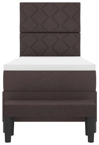 Cama Box com Colchão e Banco Castanho Escuro 80x200 cm Tecido