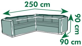 Capa p/ móveis jardim em forma de L 250x90x90 cm