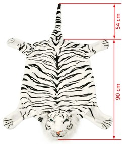 Tapete tigre de pelúcia, 144 cm, branco